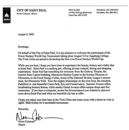 City of St. Paul Letter