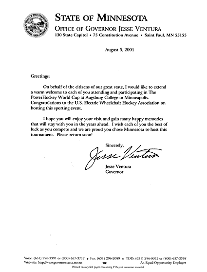 State Of MN Letter